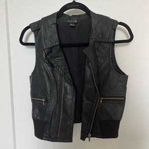 Black Cropped Leather Vest